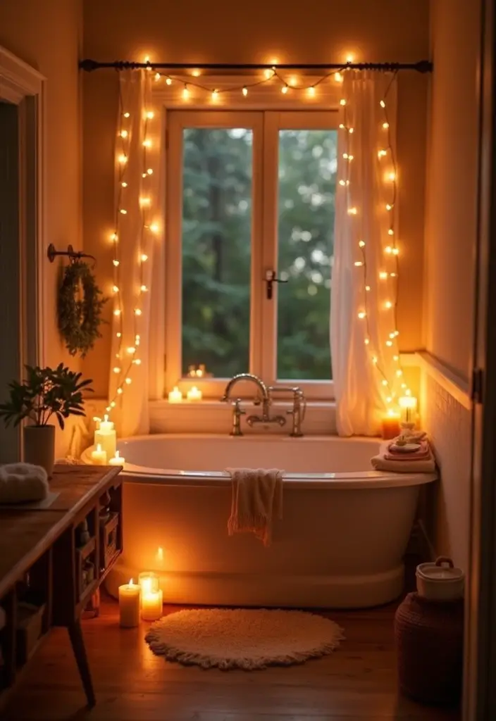 26 Boho Bathroom Ideas That Bring Effortless Charm and Warmth 132 26 Boho Bathroom Ideas That Bring Effortless Charm and Warmth - 20. Warmly Lit Spaces