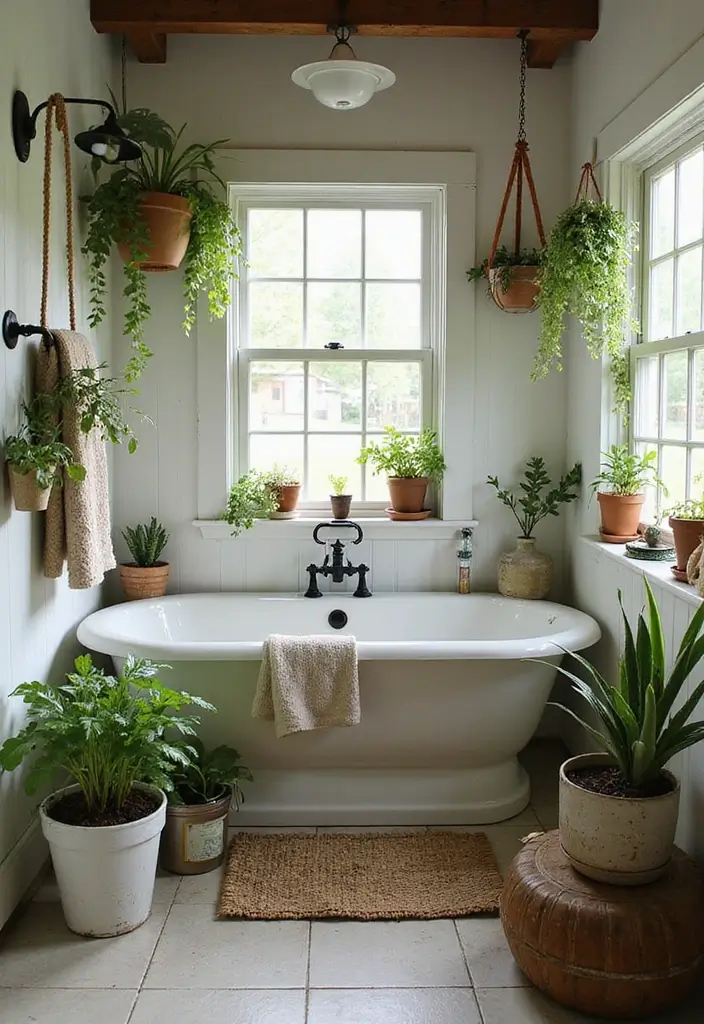 26 Farmhouse Bathroom Ideas With Warm Rustic Touches 127 26 Farmhouse Bathroom Ideas With Warm Rustic Touches - 19. Farm Fresh Plants