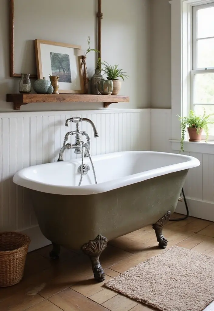 26 Farmhouse Bathroom Ideas With Warm Rustic Touches 8 26 Farmhouse Bathroom Ideas With Warm Rustic Touches - 2. Vintage Bathtubs
