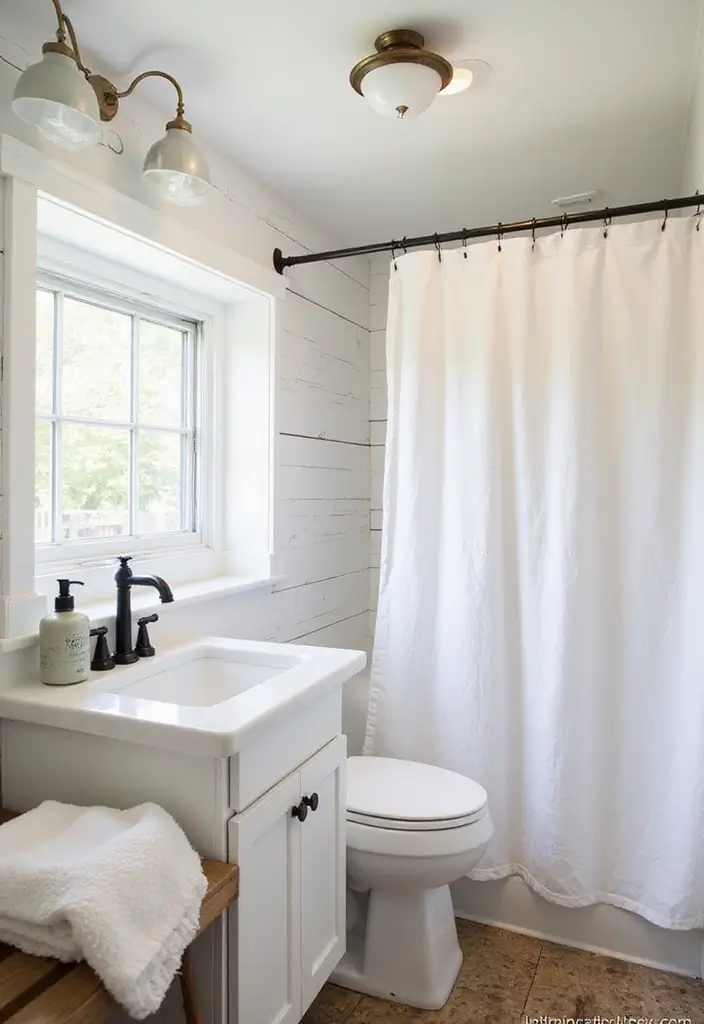 26 Farmhouse Bathroom Ideas With Warm Rustic Touches 162 26 Farmhouse Bathroom Ideas With Warm Rustic Touches - 24. Rustic Wall Treatments