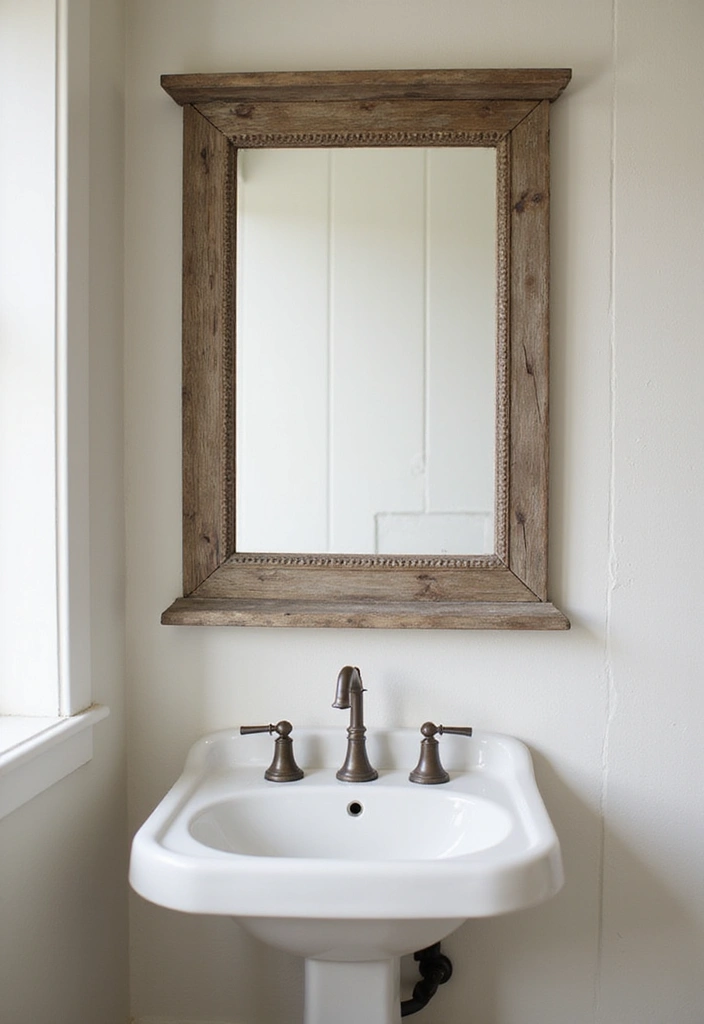 26 Farmhouse Bathroom Ideas With Warm Rustic Touches 22 26 Farmhouse Bathroom Ideas With Warm Rustic Touches - 4. Rustic Mirrors
