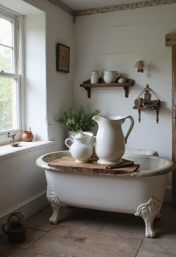 26 Farmhouse Bathroom Ideas With Warm Rustic Touches 29 26 Farmhouse Bathroom Ideas With Warm Rustic Touches - 5. Antique Accessories