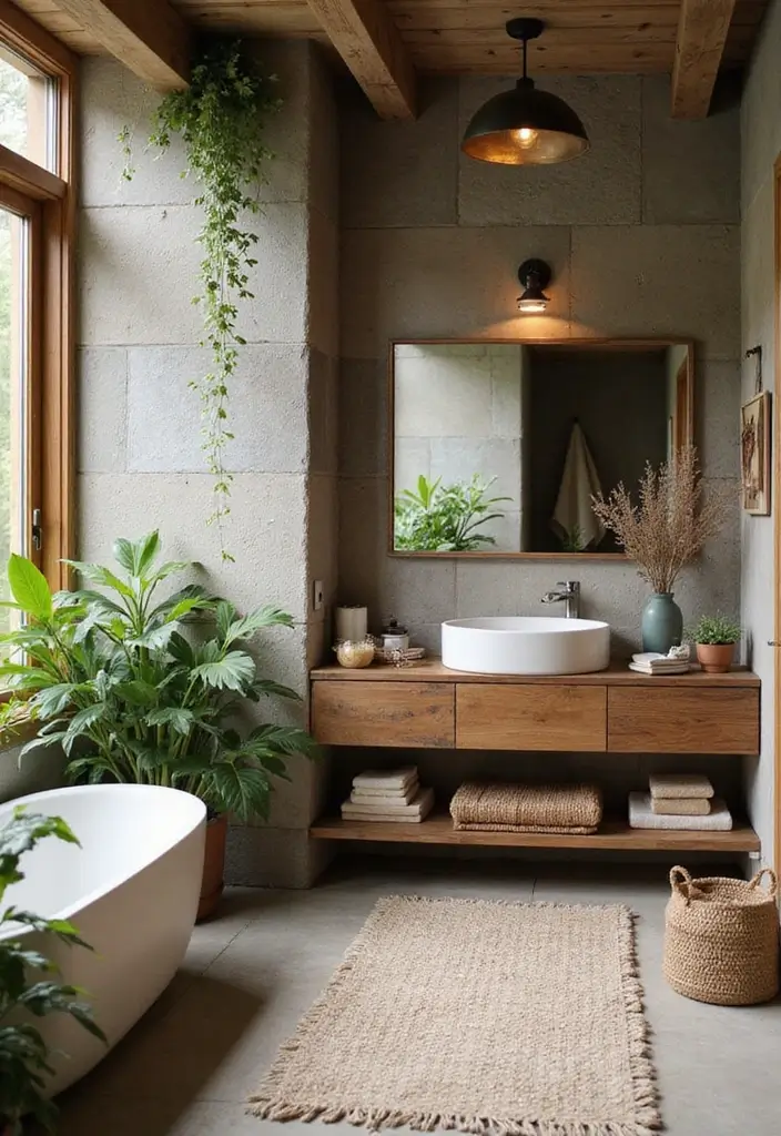 26 Farmhouse Bathroom Ideas With Warm Rustic Touches 50 26 Farmhouse Bathroom Ideas With Warm Rustic Touches - 8. Natural Elements