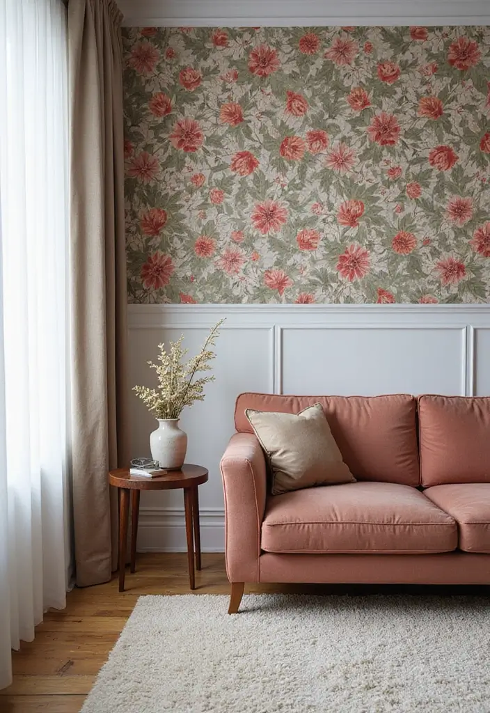 26 Half Wall Ideas To Add Character And Depth To Any Room 64 26 Half Wall Ideas To Add Character And Depth To Any Room - 10. Textured Half Wall with Wallpaper