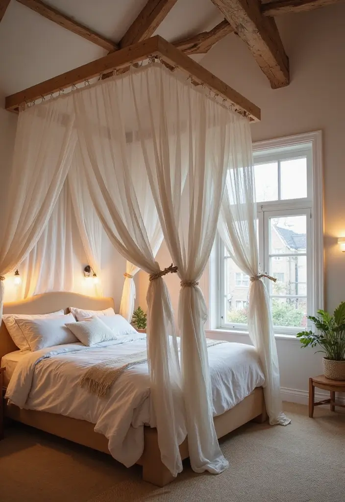 26 Loft Bedroom Ideas That Feel Modern and Relaxed 174 26 Loft Bedroom Ideas That Feel Modern and Relaxed - 26. Create a Dreamy Canopy