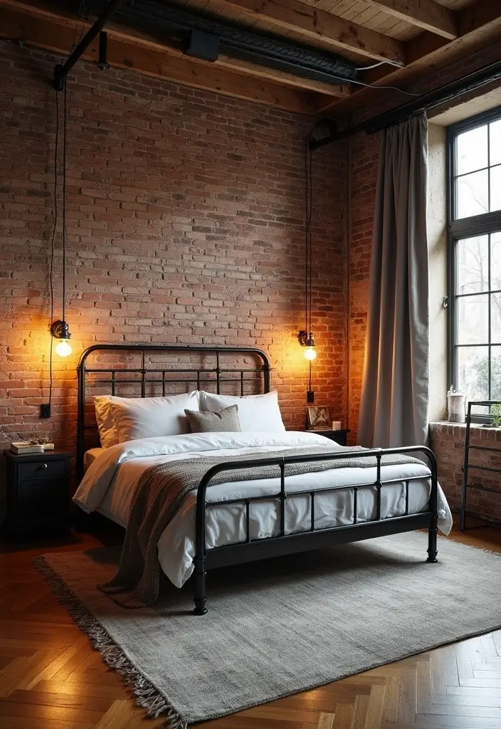 26 Loft Bedroom Ideas That Feel Modern and Relaxed 22 26 Loft Bedroom Ideas That Feel Modern and Relaxed - 4. Industrial Style Elegance