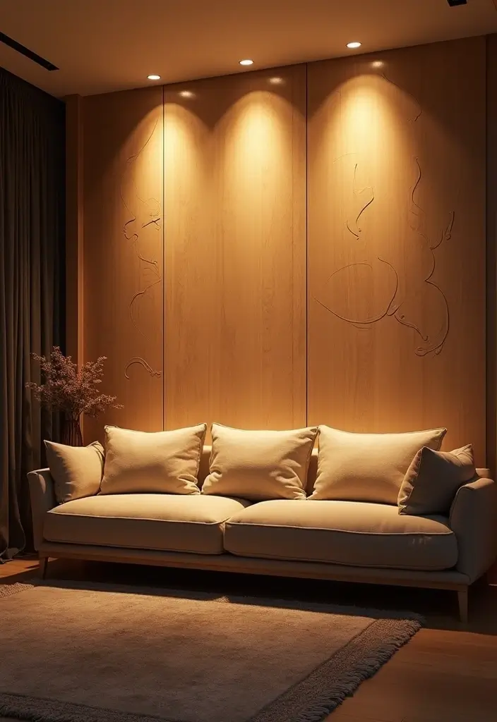 26 Pony Wall Ideas to Divide Spaces in Style 129 26 Pony Wall Ideas to Divide Spaces in Style - 19. Illuminated Pony Wall