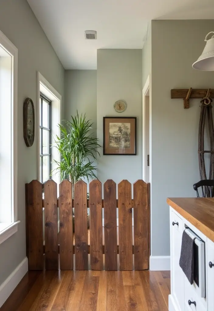 26 Pony Wall Ideas to Divide Spaces in Style 159 26 Pony Wall Ideas to Divide Spaces in Style - 23. Rustic Fence-Inspired Pony Wall