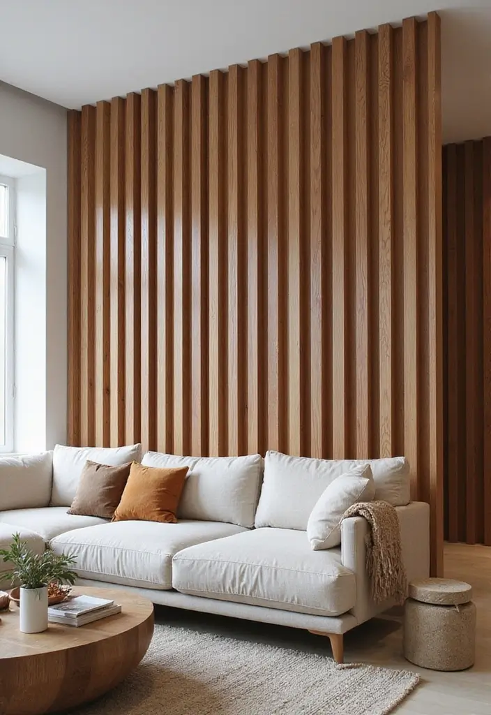 26 Pony Wall Ideas to Divide Spaces in Style 22 26 Pony Wall Ideas to Divide Spaces in Style - 4. Wooden Slat Pony Wall