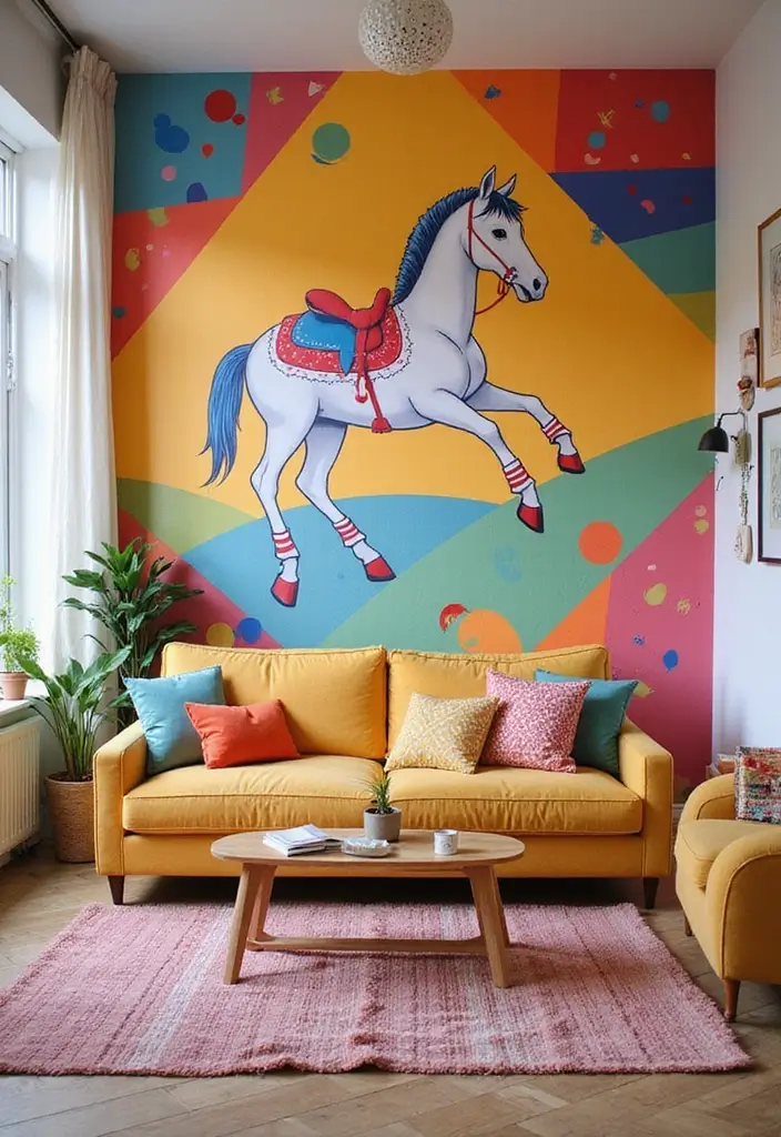 26 Pony Wall Ideas to Divide Spaces in Style 43 26 Pony Wall Ideas to Divide Spaces in Style - 7. Colorful Painted Pony Wall