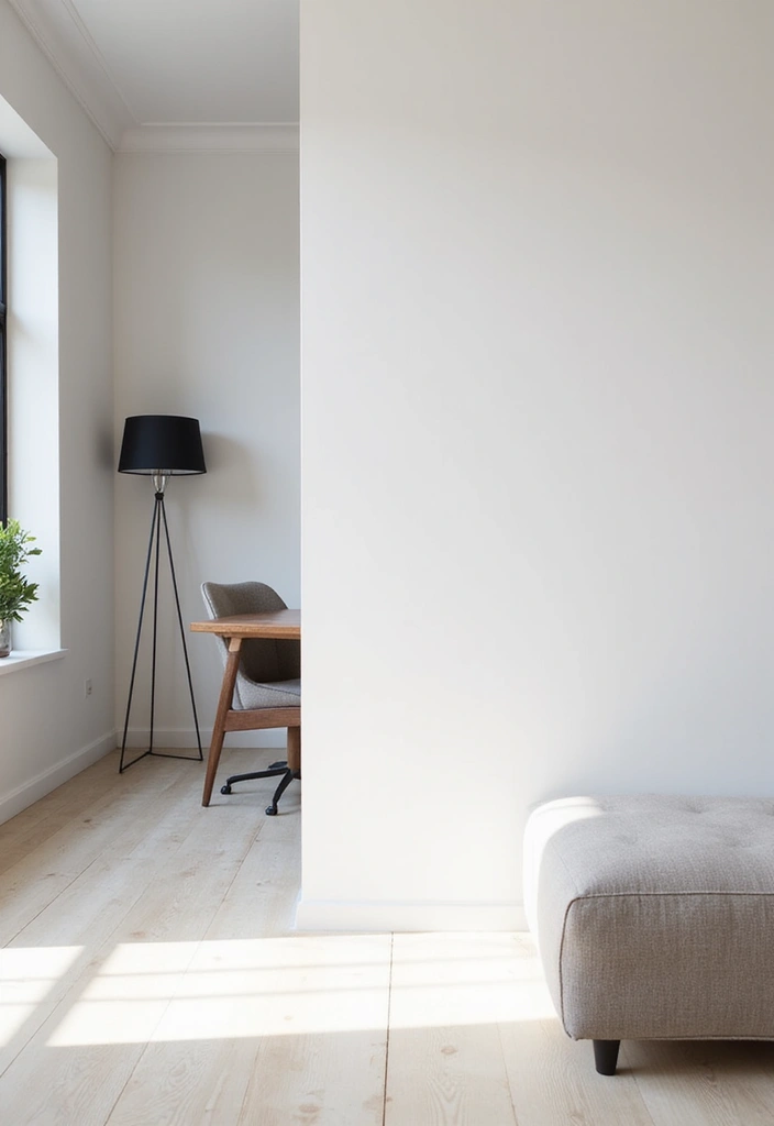 26 Pony Wall Ideas to Divide Spaces in Style 50 26 Pony Wall Ideas to Divide Spaces in Style - 8. Minimalist White Pony Wall