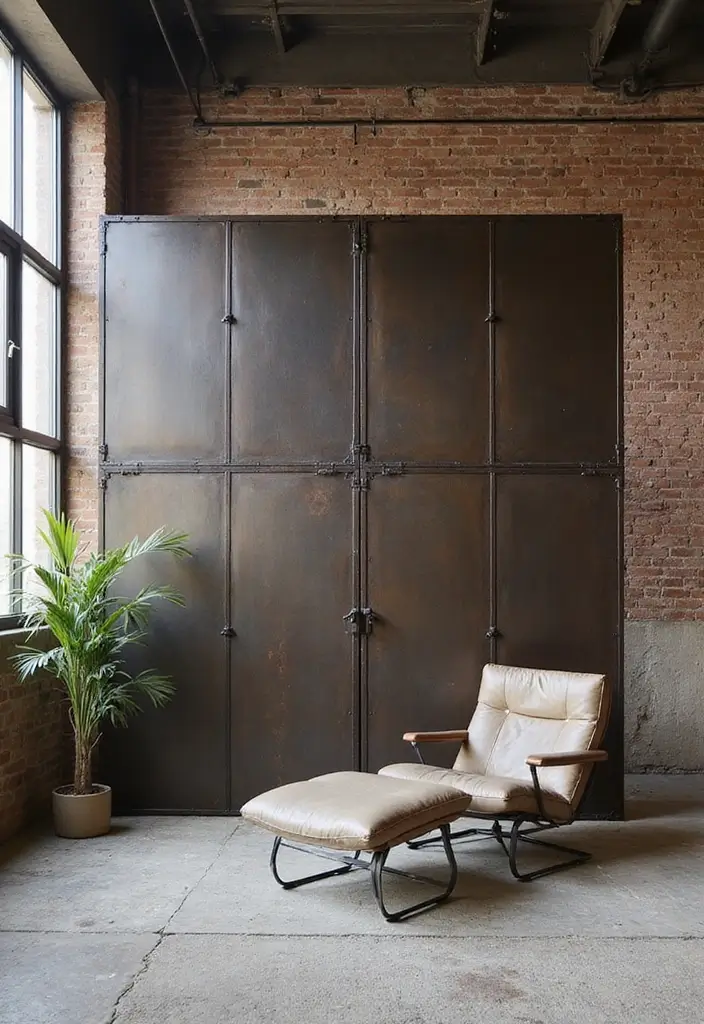 26 Pony Wall Ideas to Divide Spaces in Style 57 26 Pony Wall Ideas to Divide Spaces in Style - 9. Industrial Metal Pony Wall