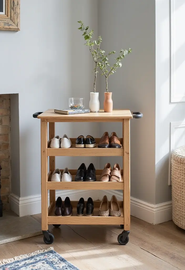 26 Shoe Storage Ideas To Keep Your Collection Neat and Displayed 104 26 Shoe Storage Ideas To Keep Your Collection Neat and Displayed - 16. Portable Shoe Trolley