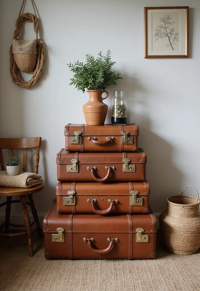 26 Shoe Storage Ideas To Keep Your Collection Neat and Displayed 43 26 Shoe Storage Ideas To Keep Your Collection Neat and Displayed - 7. Vintage Suitcases for Charm