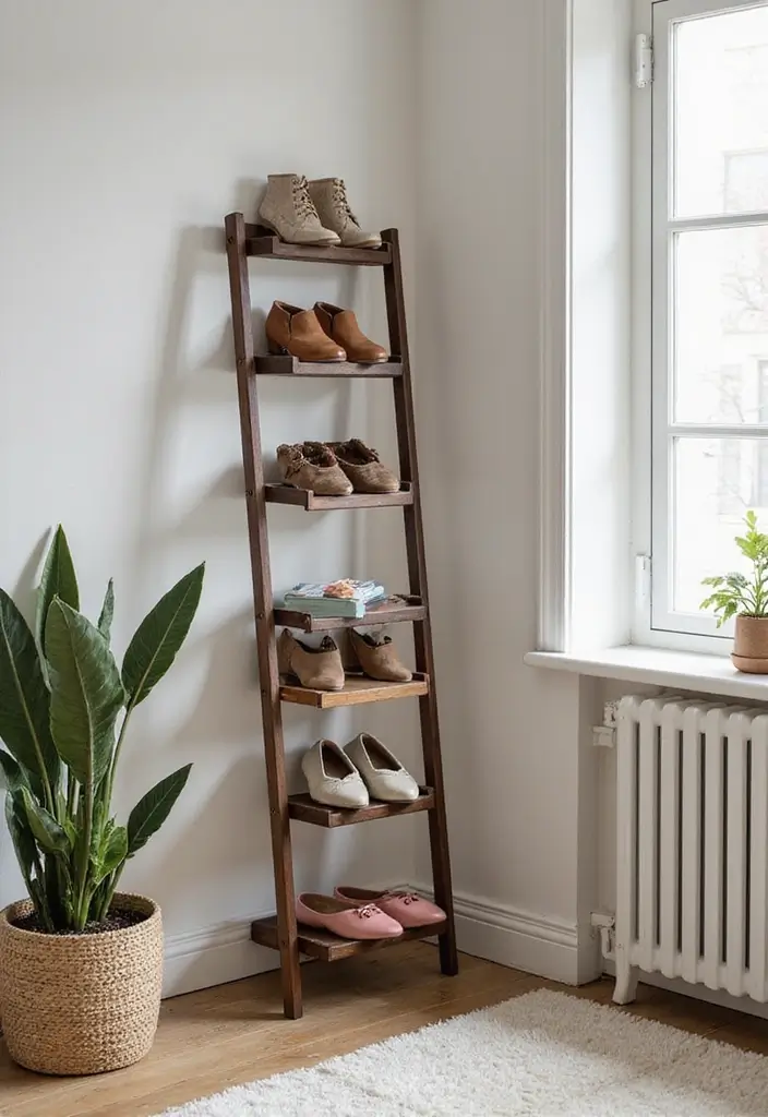 26 Shoe Storage Ideas To Keep Your Collection Neat and Displayed 57 26 Shoe Storage Ideas To Keep Your Collection Neat and Displayed - 9. Ladder Shoe Rack