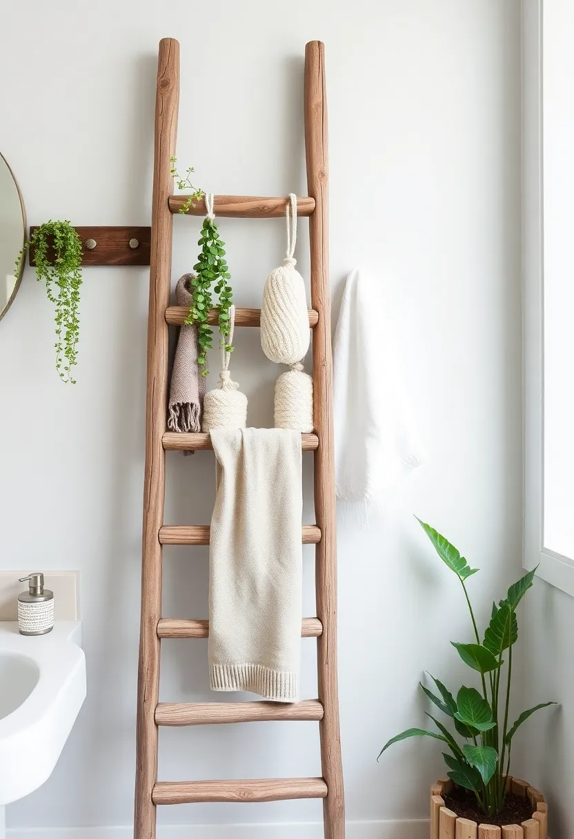 26 Shower Storage Ideas For A Clean And Minimal Bathroom 22 26 Shower Storage Ideas For A Clean And Minimal Bathroom - 4. Repurposed Wooden Ladder