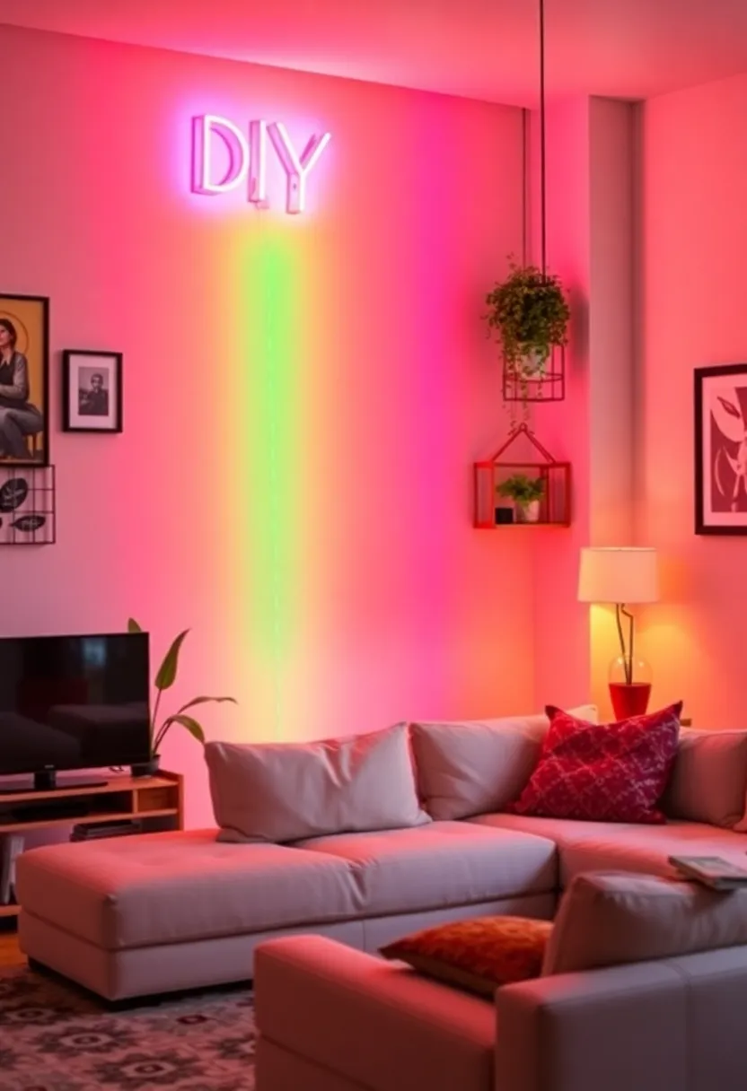 26 Simple Accent Wall Ideas That Make A Big Difference 176 26 Simple Accent Wall Ideas That Make A Big Difference - 26. DIY Neon Light Wall