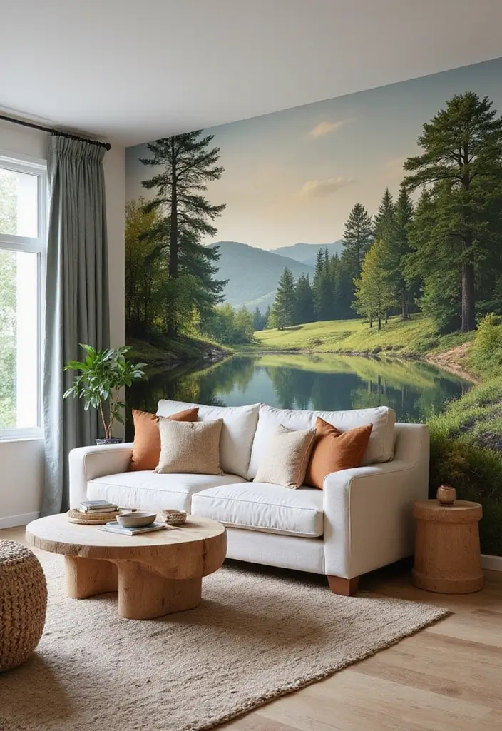 26 Simple Accent Wall Ideas That Make A Big Difference 22 26 Simple Accent Wall Ideas That Make A Big Difference - 4. Nature-Inspired Mural