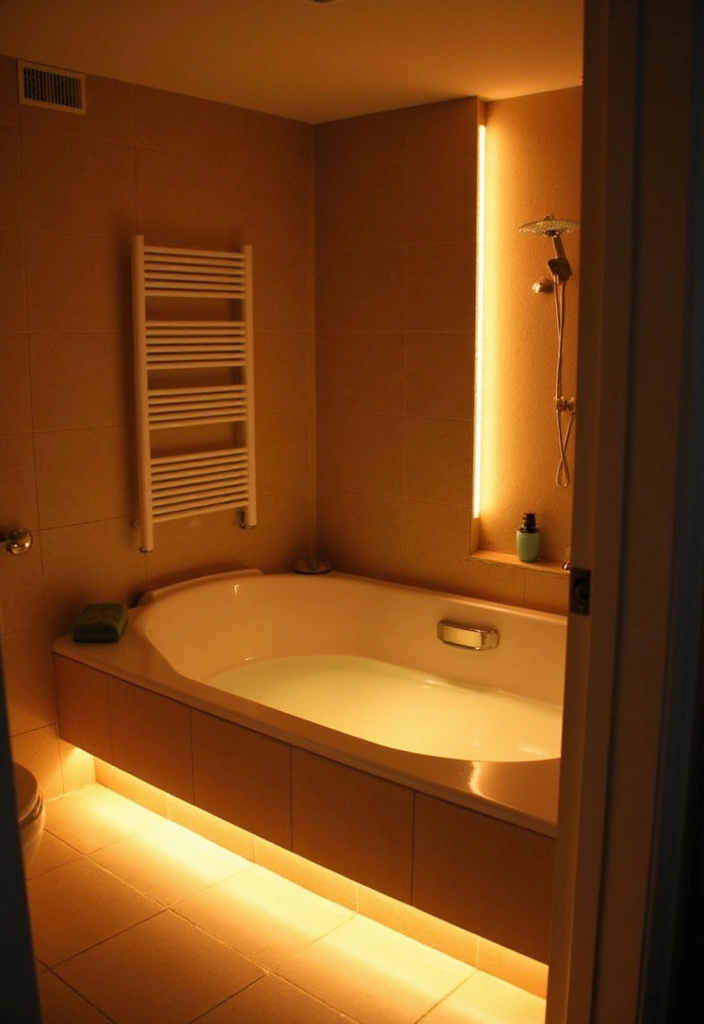 26 Small Bathroom Ideas With Tub You’ll Actually Love 62 26 Small Bathroom Ideas With Tub You’ll Actually Love - 10. Soft Lighting Solutions