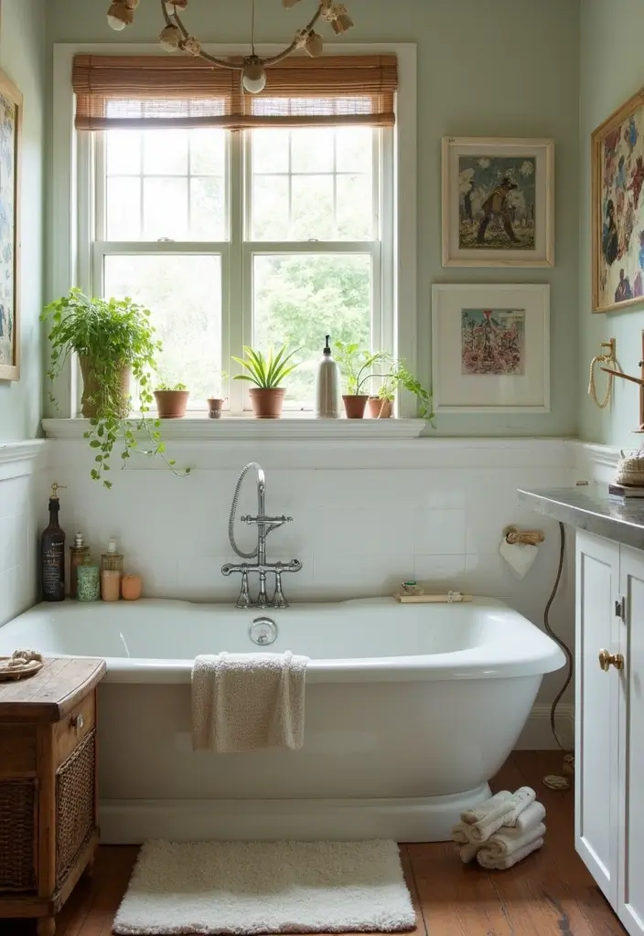 26 Small Bathroom Ideas With Tub You’ll Actually Love 139 26 Small Bathroom Ideas With Tub You’ll Actually Love - 21. Upcycled Decor