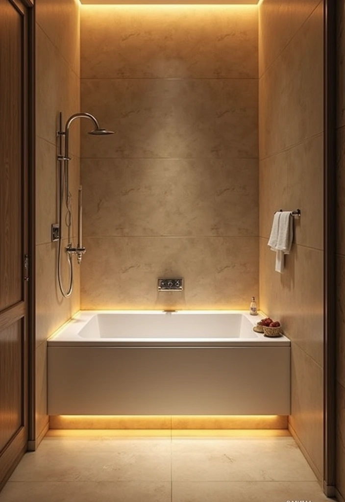 26 Small Bathroom Ideas With Tub You’ll Actually Love 160 26 Small Bathroom Ideas With Tub You’ll Actually Love - 24. Integrated Lighting