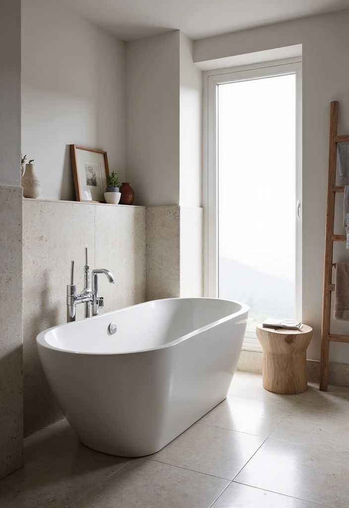26 Small Bathroom Ideas With Tub You’ll Actually Love 34 26 Small Bathroom Ideas With Tub You’ll Actually Love - 6. Minimalist Freestanding Tub