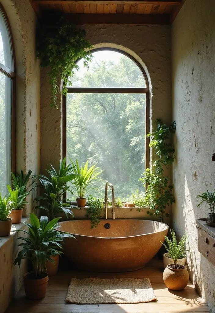 26 Small Bathroom Ideas With Tub You’ll Actually Love 48 26 Small Bathroom Ideas With Tub You’ll Actually Love - 8. Nature-Inspired Decor