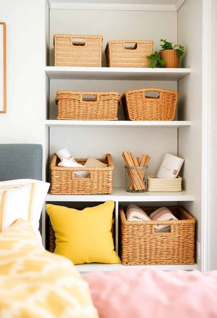 26 Small Bedroom Storage Ideas That Maximize Every Inch 111 26 Small Bedroom Storage Ideas That Maximize Every Inch - 17. Decorative Storage Baskets