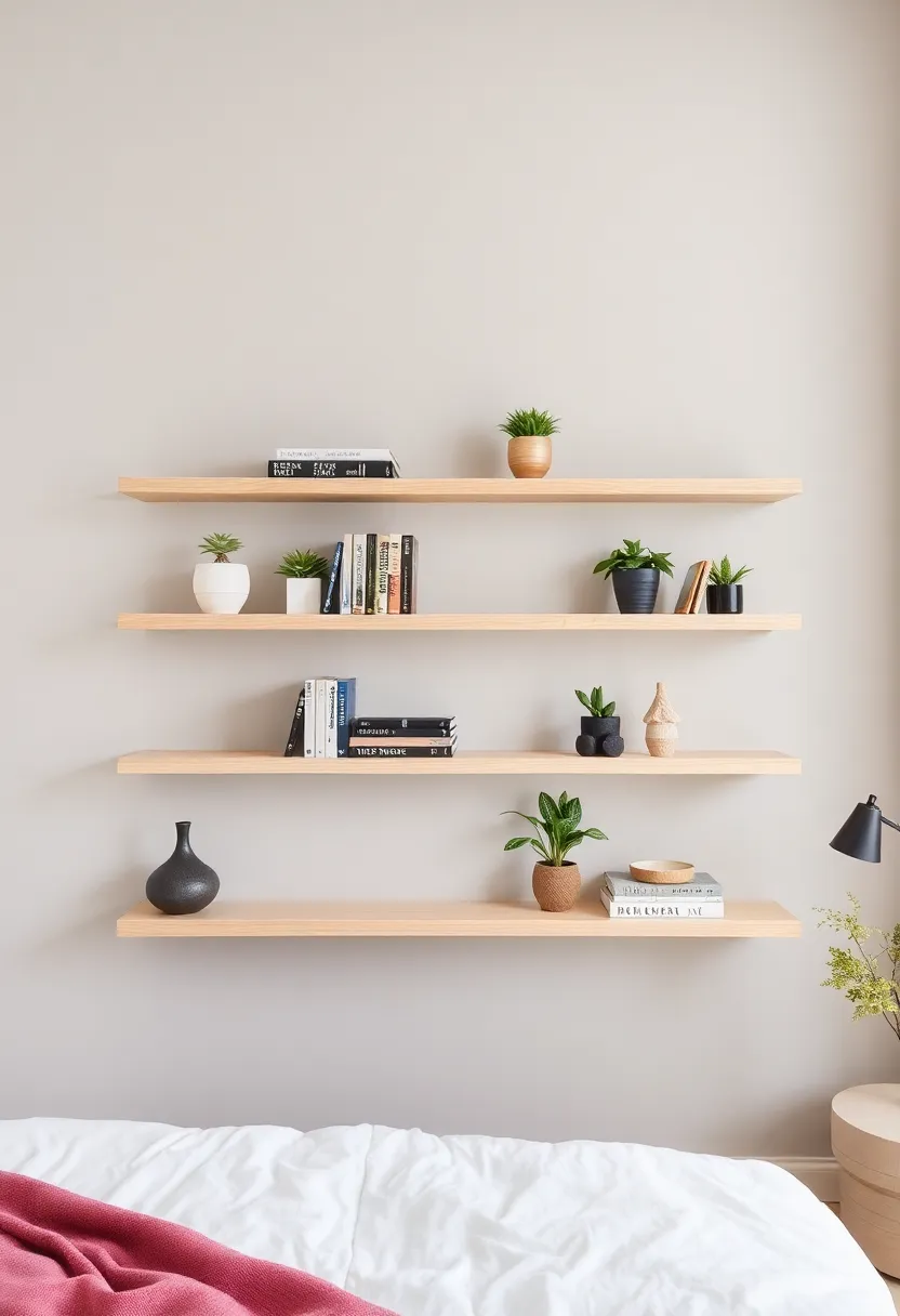 26 Small Bedroom Storage Ideas That Maximize Every Inch 8 26 Small Bedroom Storage Ideas That Maximize Every Inch - 2. Floating Shelves