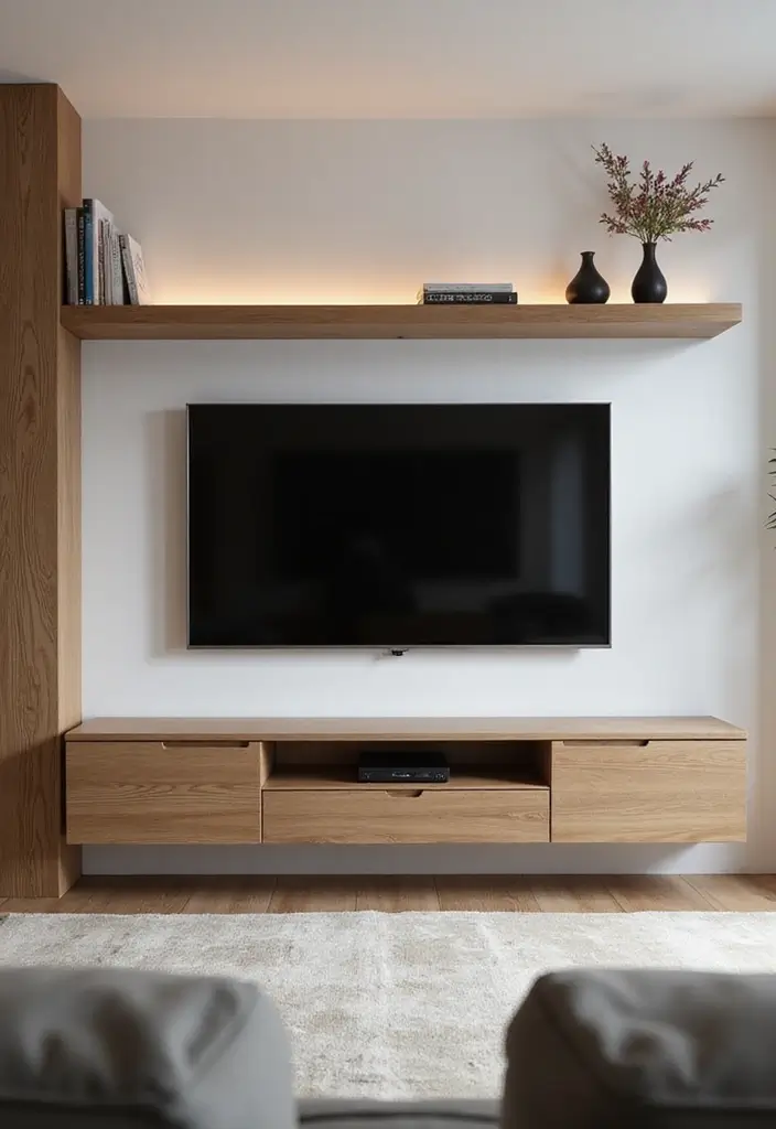 26 TV Wall Ideas You’ll Wish You Tried Sooner 1 26 TV Wall Ideas You’ll Wish You Tried Sooner - 1. Floating TV Consoles