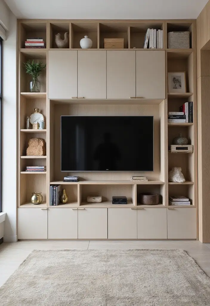 26 TV Wall Ideas You’ll Wish You Tried Sooner 99 26 TV Wall Ideas You’ll Wish You Tried Sooner - 15. Minimalist Cubes