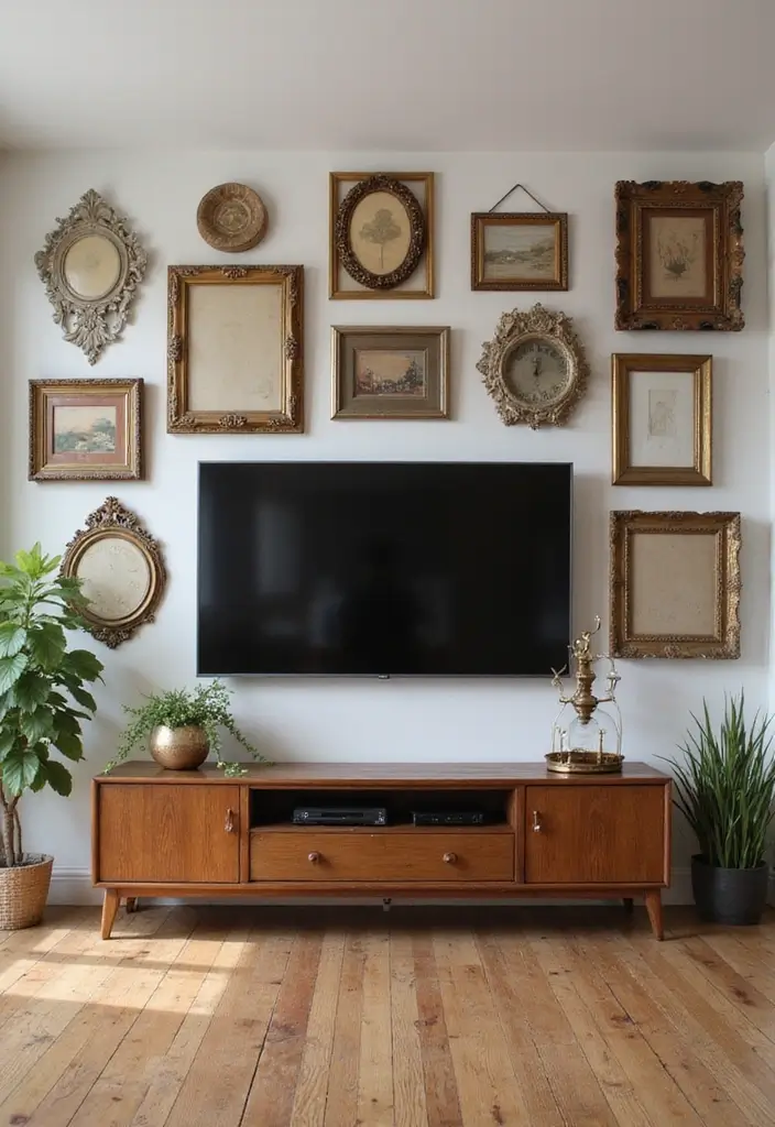 26 TV Wall Ideas You’ll Wish You Tried Sooner 120 26 TV Wall Ideas You’ll Wish You Tried Sooner - 18. Vintage Touches