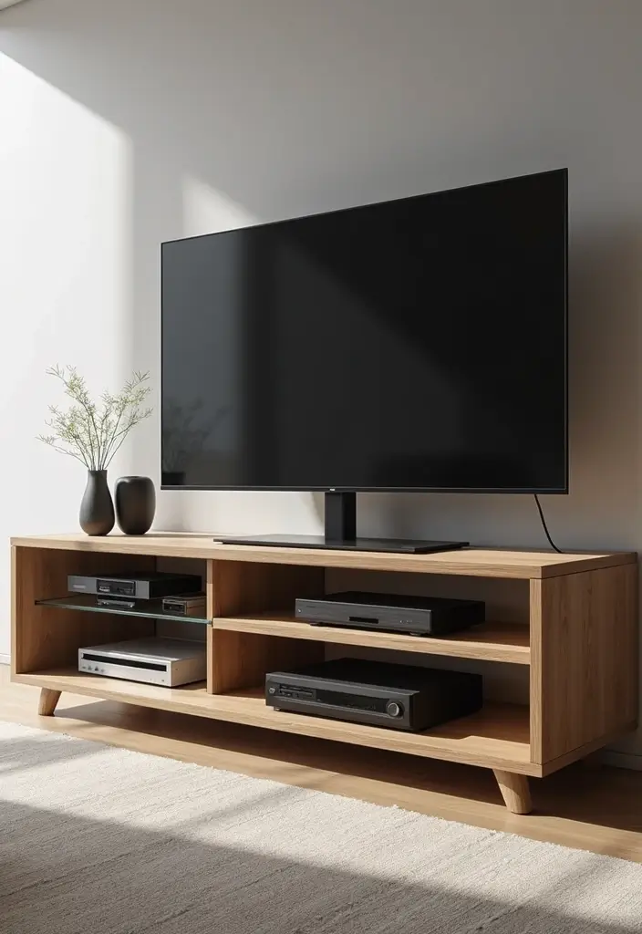 26 TV Wall Ideas You’ll Wish You Tried Sooner 50 26 TV Wall Ideas You’ll Wish You Tried Sooner - 8. Minimalist Entertainment Center