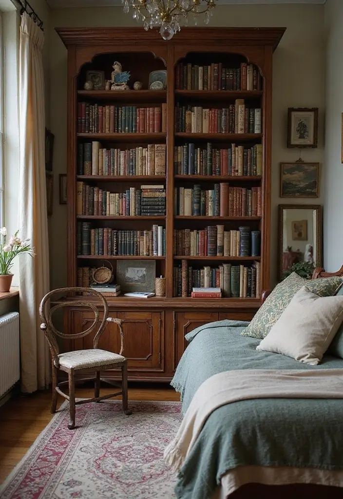 26 Vintage Bedroom Ideas Full of Charm and Character 120 26 Vintage Bedroom Ideas Full of Charm and Character - 18. Eclectic Book Displays