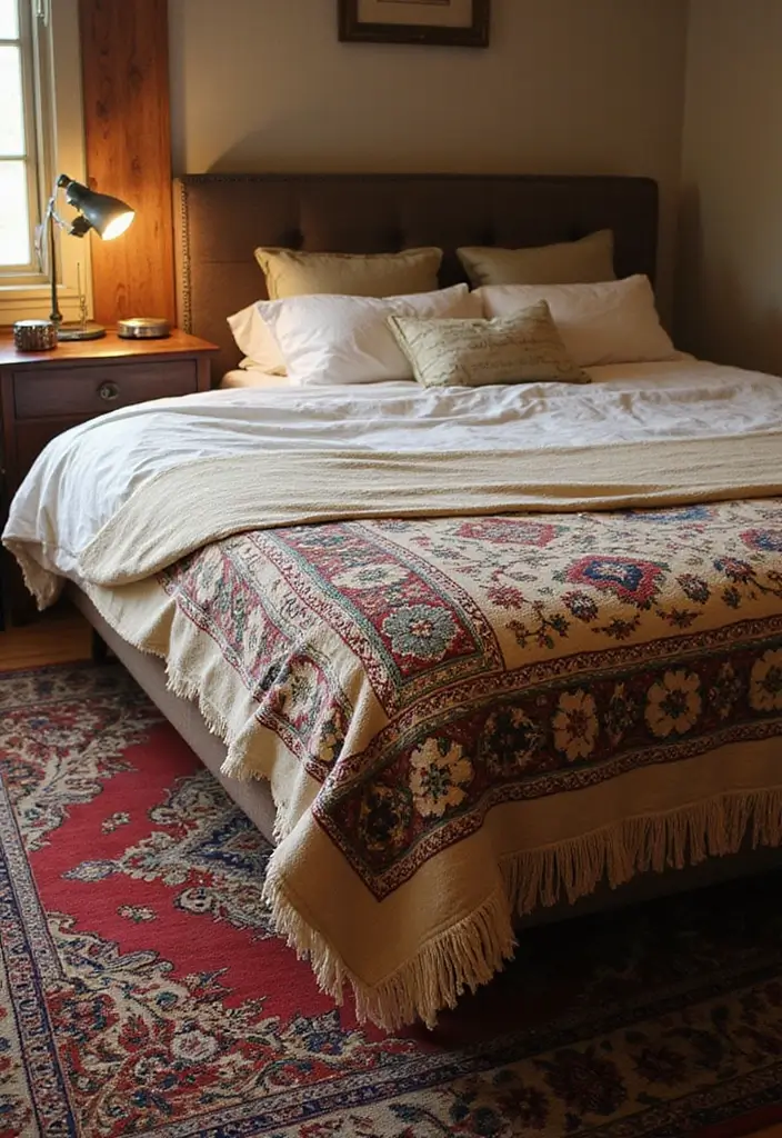 26 Vintage Bedroom Ideas Full of Charm and Character 36 26 Vintage Bedroom Ideas Full of Charm and Character - 6. Vintage Rugs for Cozy Warmth