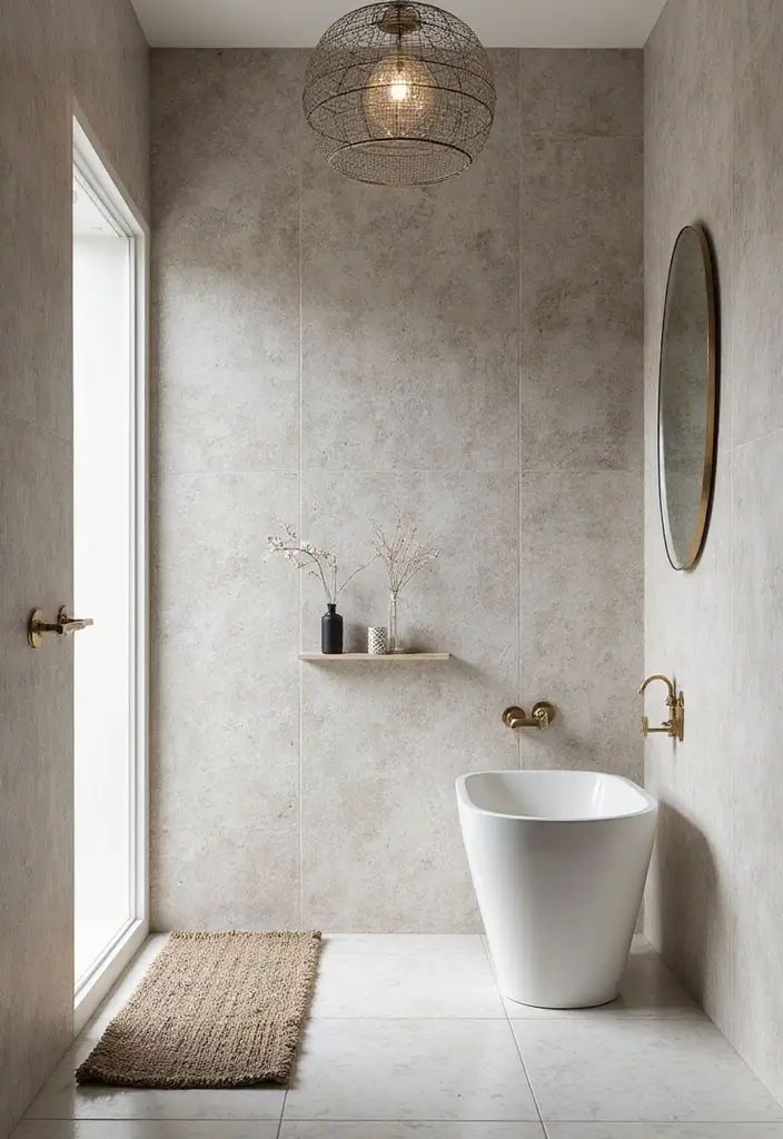 26 Wallpaper Bathroom Ideas That Transform Plain Walls into Art 93 26 Wallpaper Bathroom Ideas That Transform Plain Walls into Art - 15. Textured Geometrics