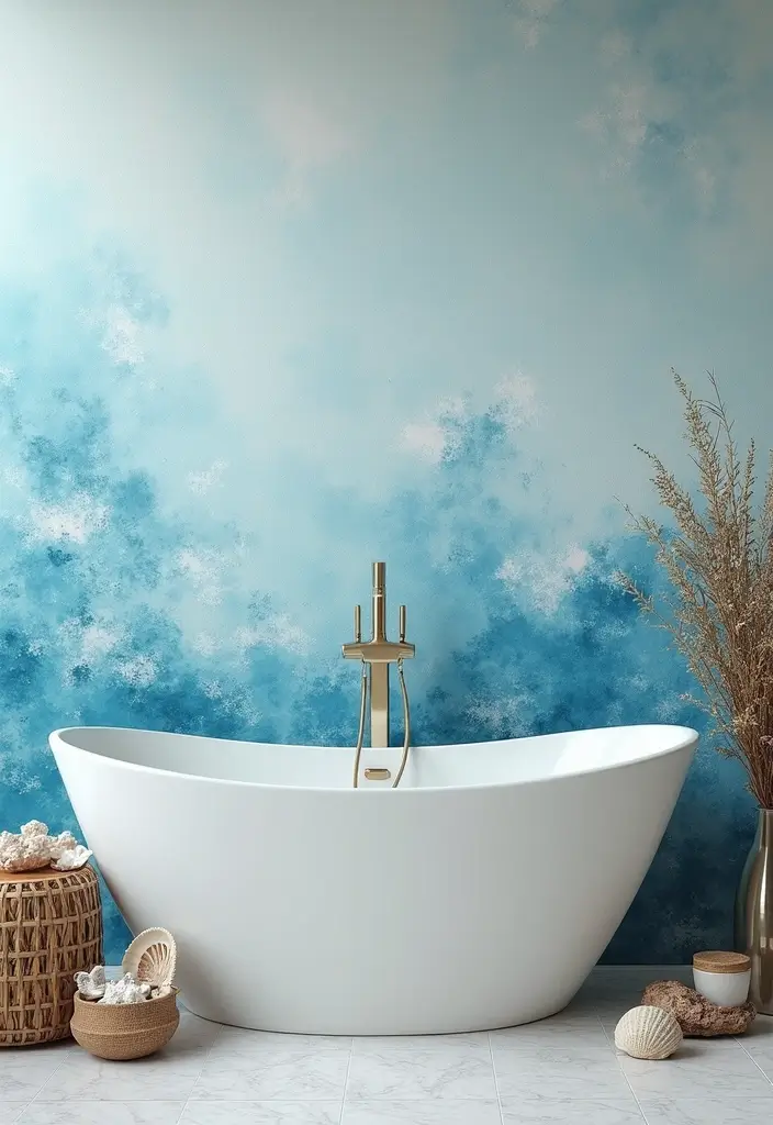 26 Wallpaper Bathroom Ideas That Transform Plain Walls into Art 8 26 Wallpaper Bathroom Ideas That Transform Plain Walls into Art - 2. Oceanic Inspiration