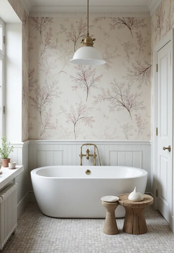26 Wallpaper Bathroom Ideas That Transform Plain Walls into Art 154 26 Wallpaper Bathroom Ideas That Transform Plain Walls into Art - 24. Painted Effects