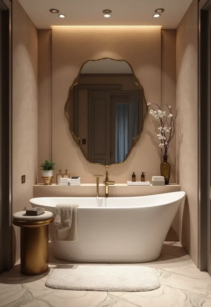 26 Wallpaper Bathroom Ideas That Transform Plain Walls into Art 161 26 Wallpaper Bathroom Ideas That Transform Plain Walls into Art - 25. Luxe Velvet Touch