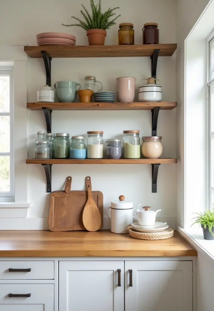 26 Wood Kitchen Ideas For a Warm Natural Feel 8 26 Wood Kitchen Ideas For a Warm Natural Feel - 2. Wooden Shelves