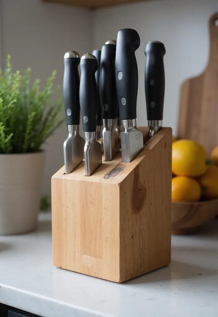 26 Wood Kitchen Ideas For a Warm Natural Feel 153 26 Wood Kitchen Ideas For a Warm Natural Feel - 23. Wooden Knife Blocks