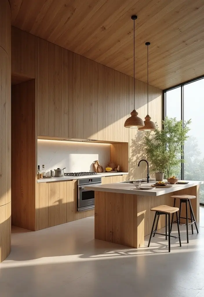 26 Wood Kitchen Ideas For a Warm Natural Feel 174 26 Wood Kitchen Ideas For a Warm Natural Feel - 26. Wooden Accent Walls