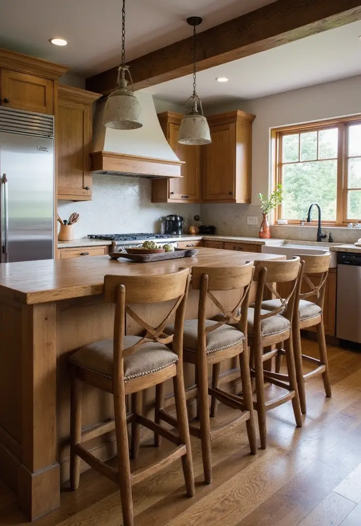 26 Wood Kitchen Ideas For a Warm Natural Feel 29 26 Wood Kitchen Ideas For a Warm Natural Feel - 5. Wooden Bar Stools