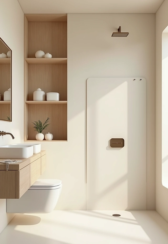 27 Beige Bathroom Ideas for a Calm and Elegant Look You’ll Love 1 27 Beige Bathroom Ideas for a Calm and Elegant Look You’ll Love - 1. Soft Cream Tones with Minimalist Fixtures