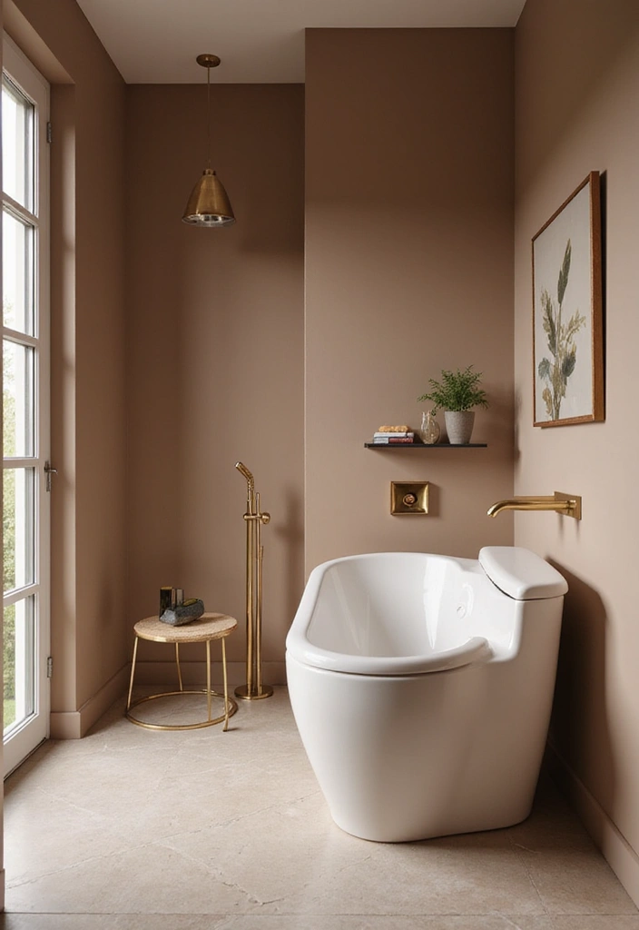 27 Beige Bathroom Ideas for a Calm and Elegant Look You’ll Love 8 27 Beige Bathroom Ideas for a Calm and Elegant Look You’ll Love - 2. Warm Taupe Walls with Elegant Accents