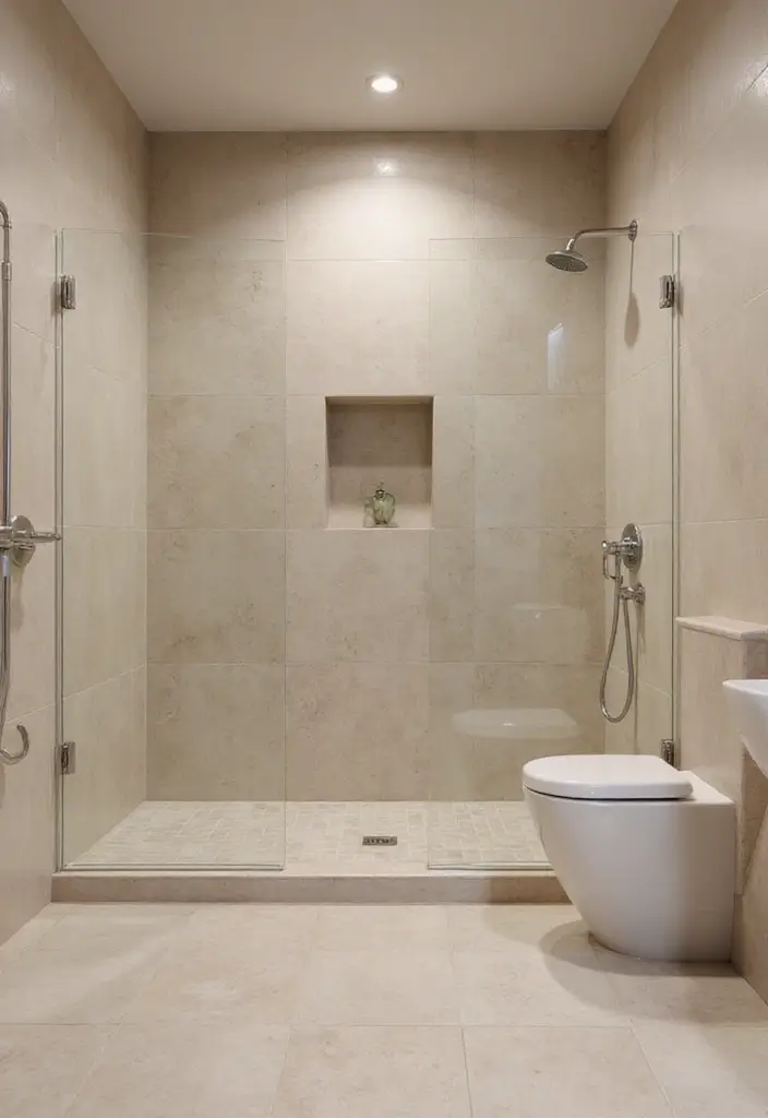 27 Beige Bathroom Ideas for a Calm and Elegant Look You’ll Love 169 27 Beige Bathroom Ideas for a Calm and Elegant Look You’ll Love - 25. Elegant Shower Niches for Functionality