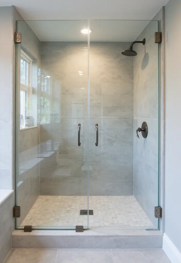 27 Beige Bathroom Ideas for a Calm and Elegant Look You’ll Love 183 27 Beige Bathroom Ideas for a Calm and Elegant Look You’ll Love - 27. Customized Shower Doors for a Unique Touch