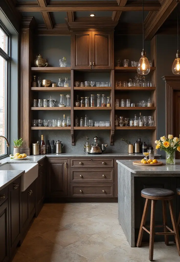 27 Big Kitchen Ideas to Create a Luxurious Cooking Space - 24. Stylish Bar Areas