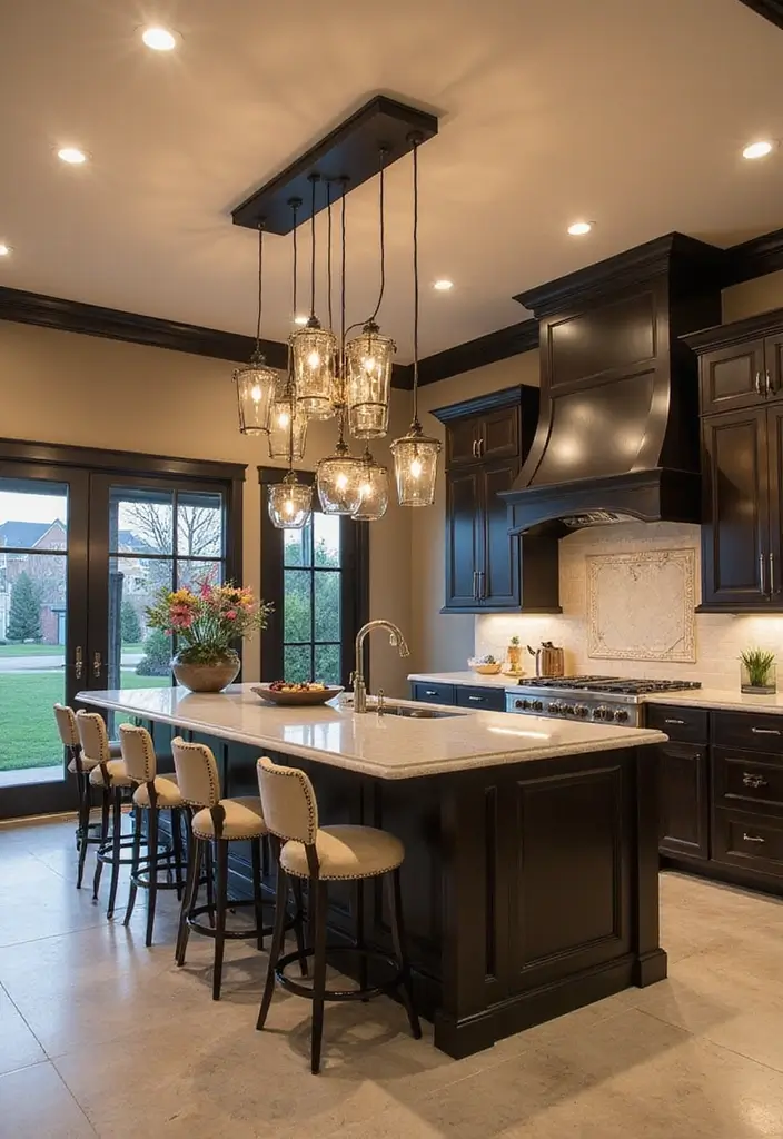 27 Big Kitchen Ideas to Create a Luxurious Cooking Space - 5. Statement Lighting