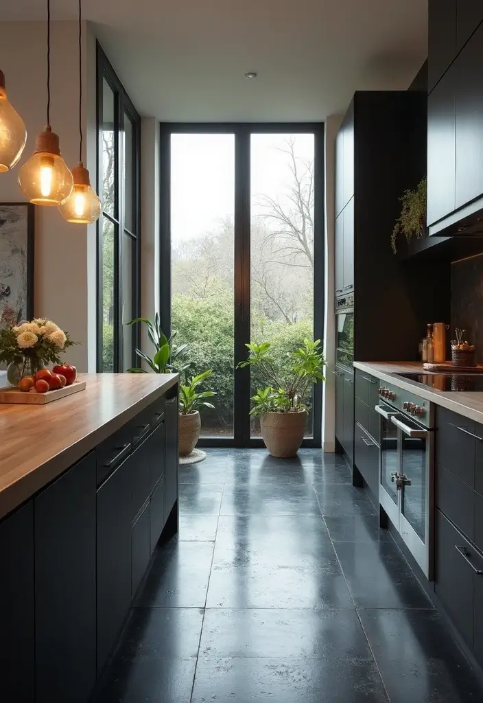 27 Black Kitchen Ideas For a Bold Sophisticated Look 134 27 Black Kitchen Ideas For a Bold Sophisticated Look - 20. Black Tile Flooring